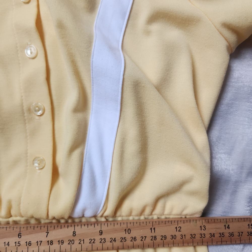 Vintage 70s Yellow Academia‎ Secretary Dress White Trim Union Made USA 12 P - Picture 7 of 8
